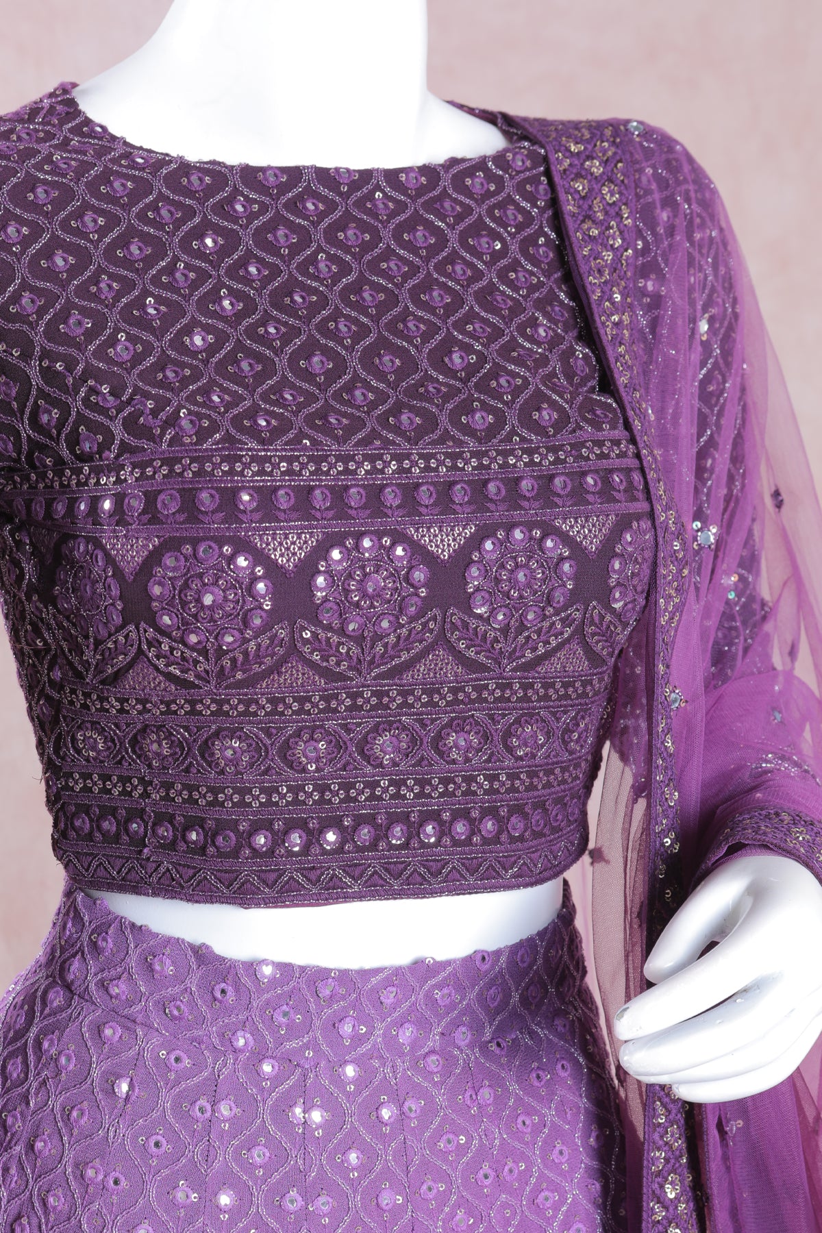 Purple Color Embroidered Lehenga