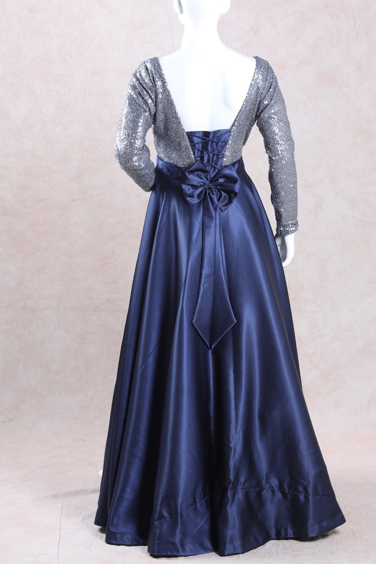 Silver with Navy Blue Gown