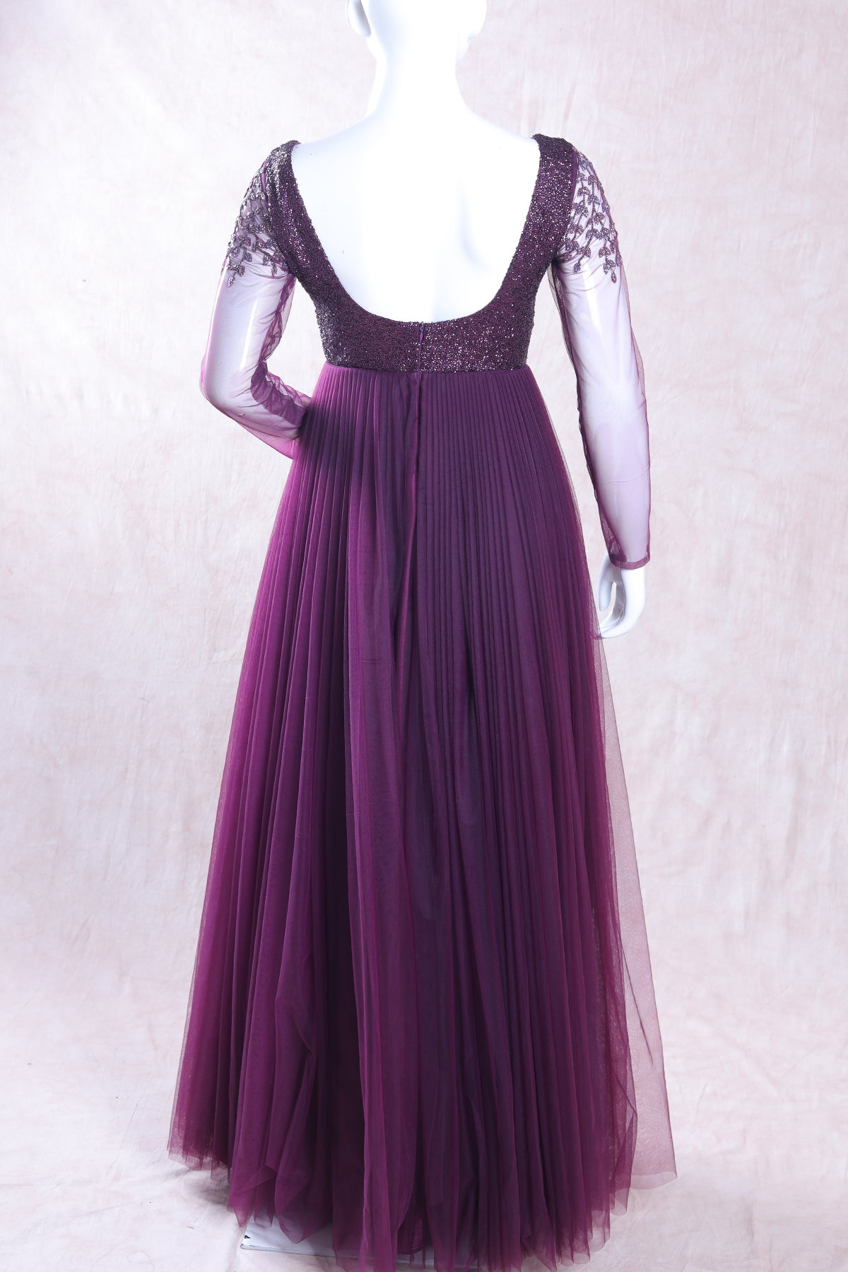 purple wine color dress Long Wine Color Dress Wine Color Designer Embroidered Gown With Dupatta