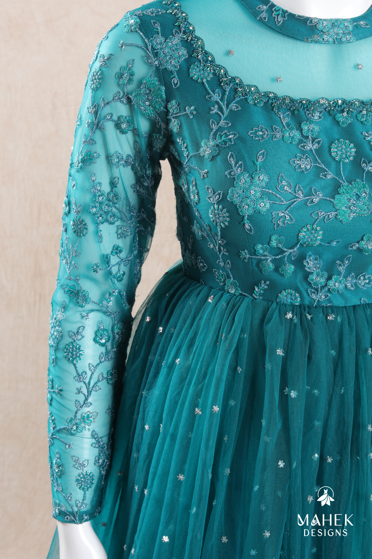 Turquoise green gown