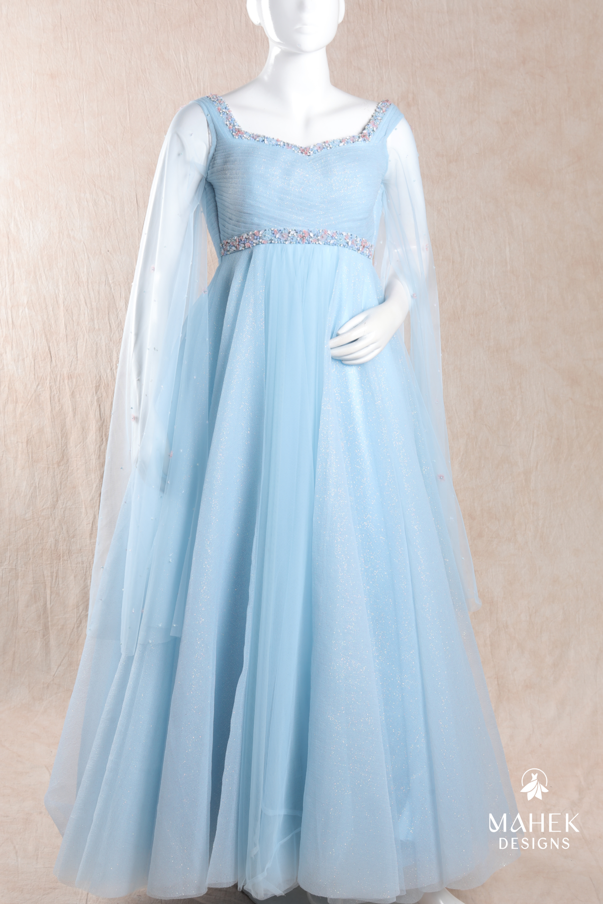 Patel Blue Color Net Gown
