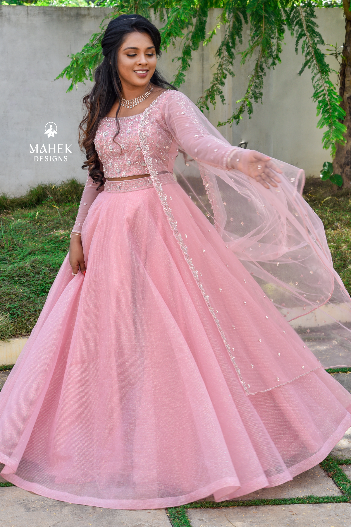 Baby Pink Net Lehenga