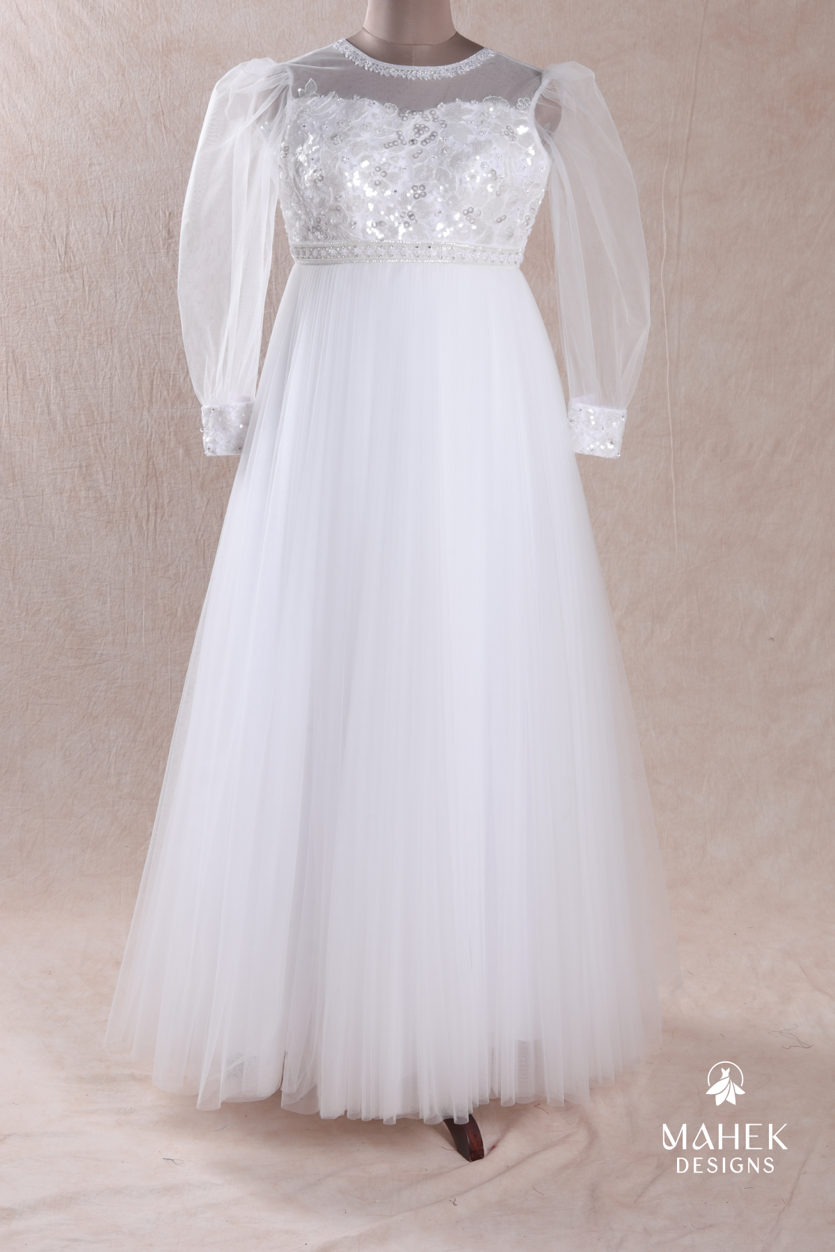 White Pleated Gown