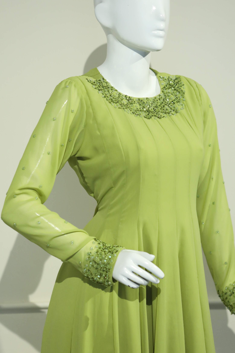 Lime green anarkali with full sleeve