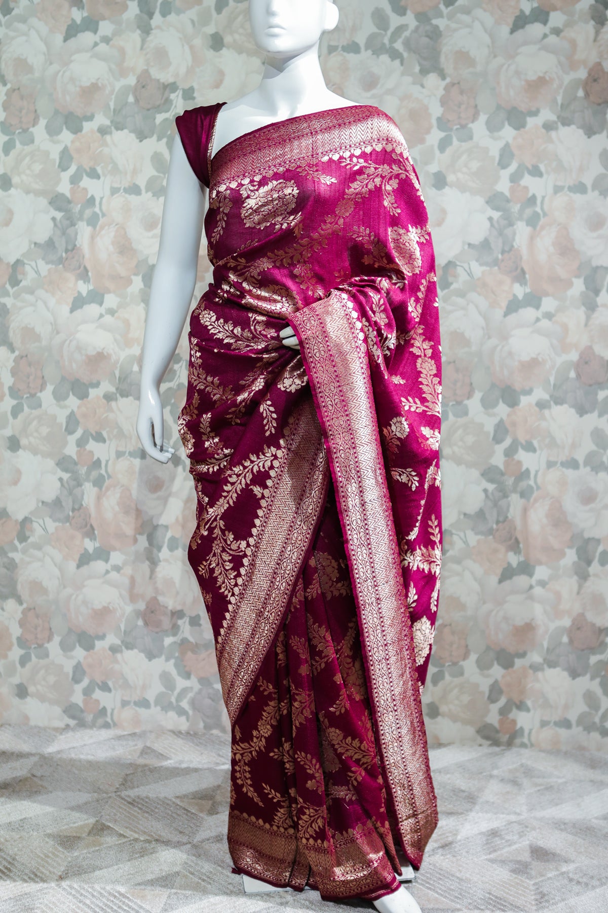 Maroon Color Banarasi Weave Saree