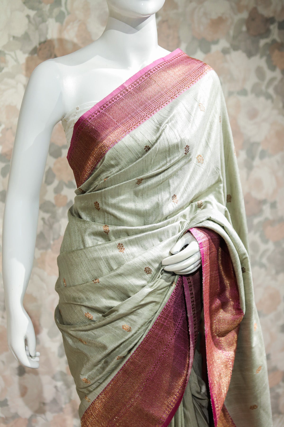 Grey Color Banarasi Weave Saree