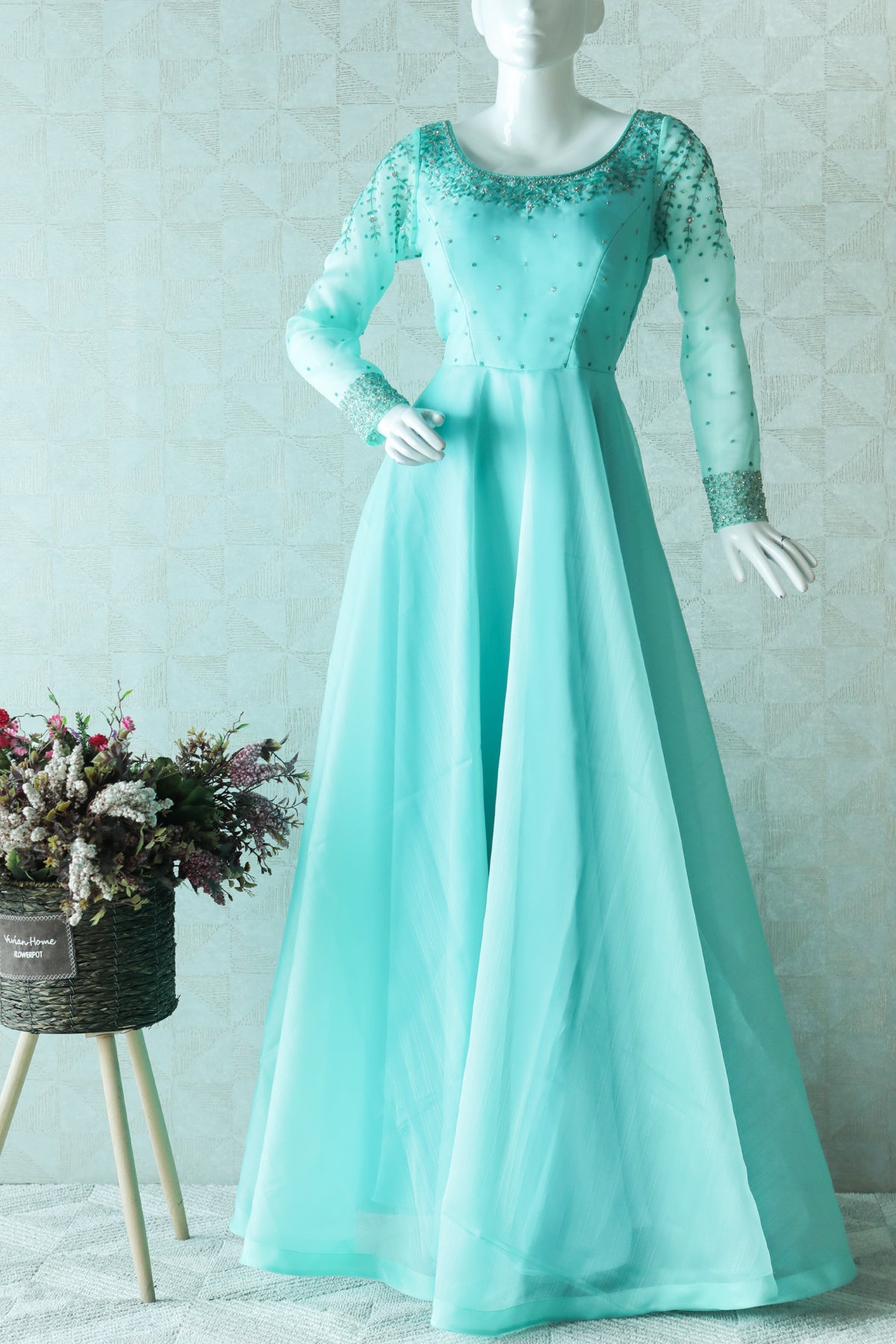 Gradient Aqua Blue Girls Formal Dress Layered Ruffle Dress GL1122 –  Viniodress