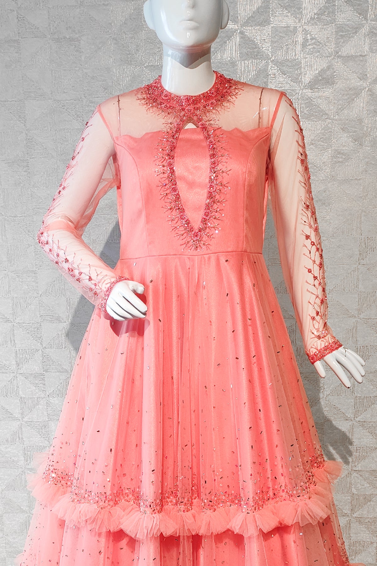 Peach Color 3-Tier Gown
