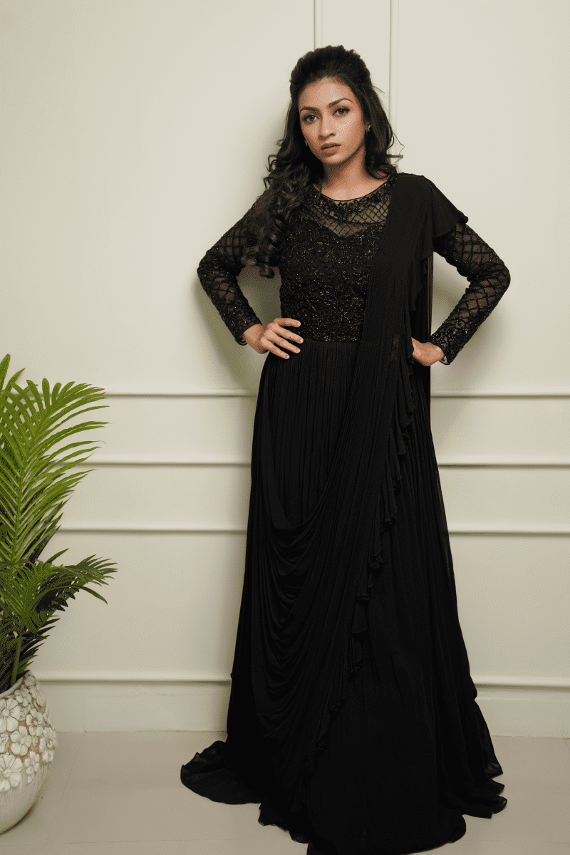 Black Draping Gown