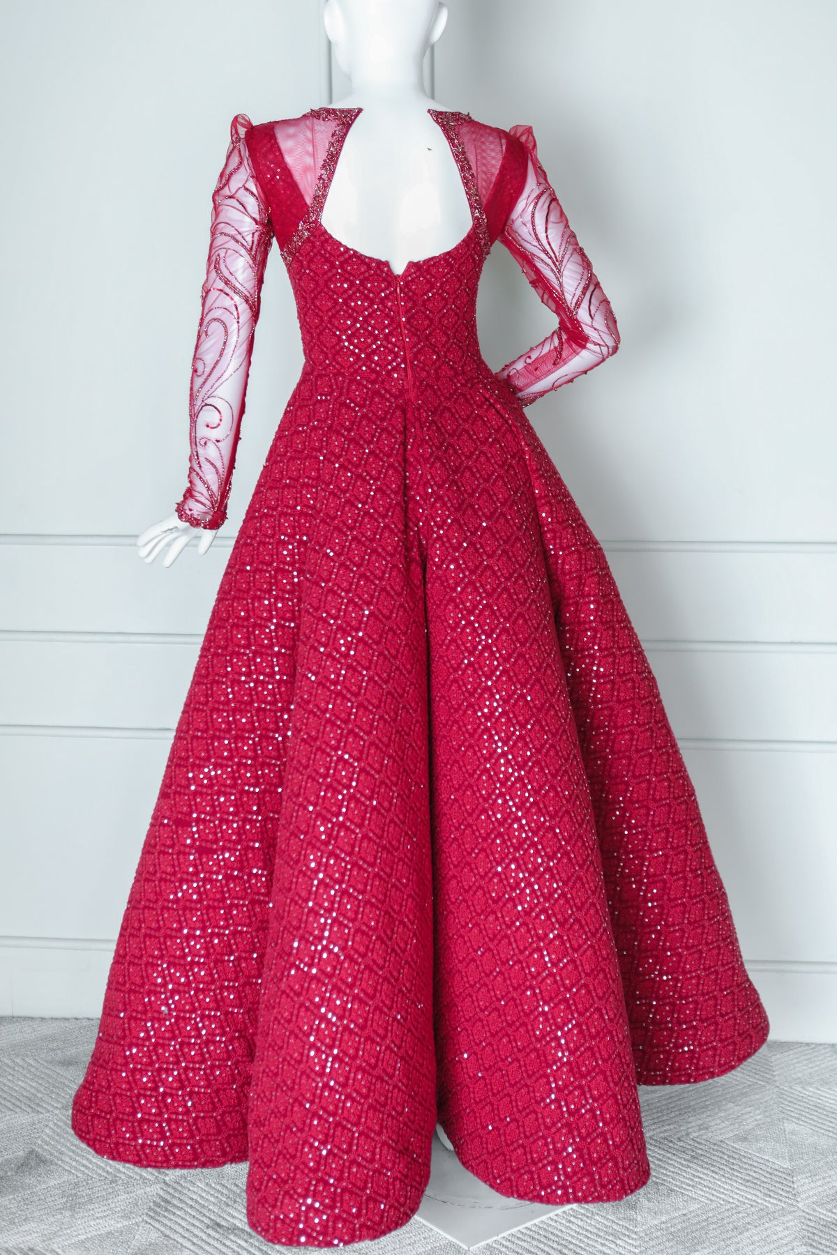 Red Panel Ball Gown