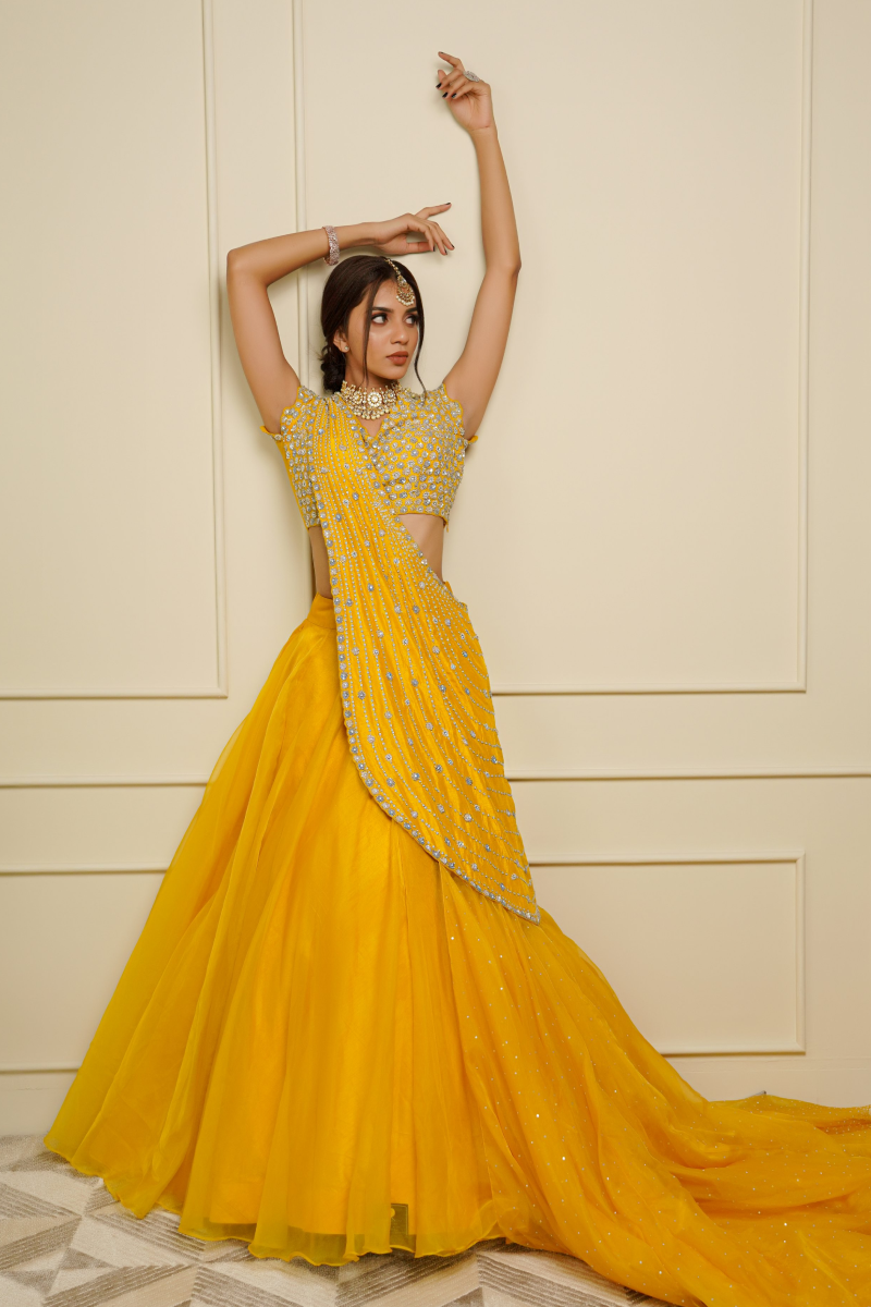 Yellow organza dress hotsell