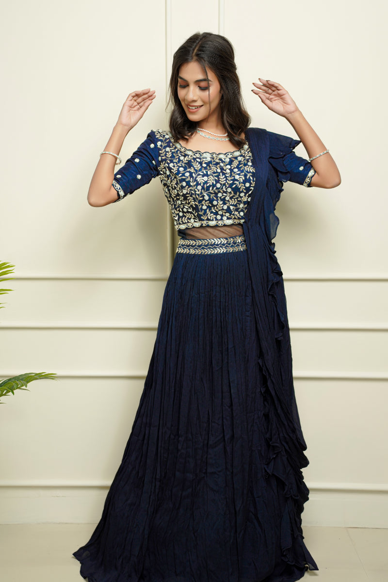 Dark Blue Draping Gown