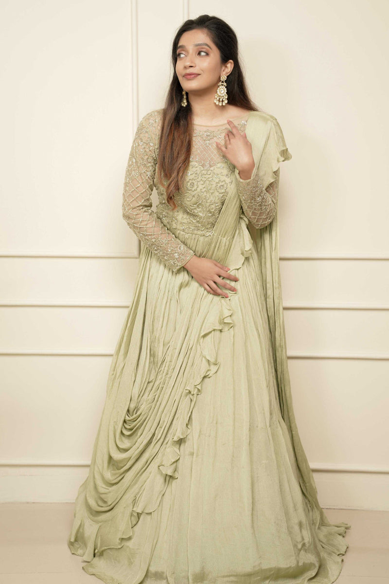 Pastel Green Draping Gown