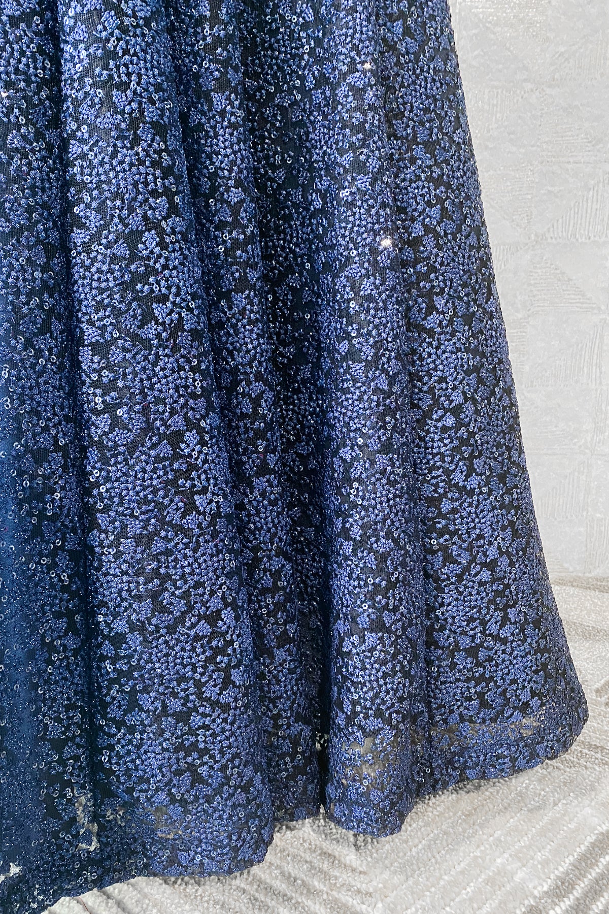 Navy Blue and ombre dyed dupatta Lehenga